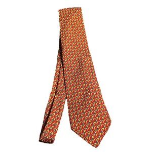 Burberrys Silk Tie Men's Red‎ Gold Geometric Print Designer Fast Shipping